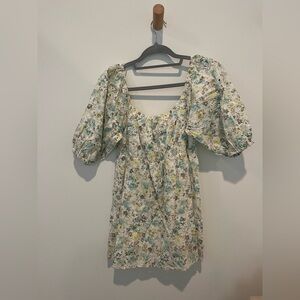MINKPINK Floral Puff Sleeve Mini Dress - Multicolor